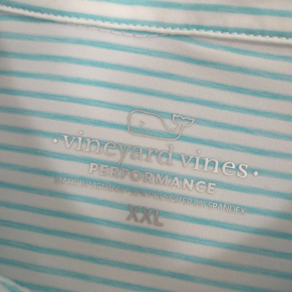 Vineyard Vines Performance Polo Shirt Mens XXL Light Blue Striped Golf Preppy - Picture 7 of 8